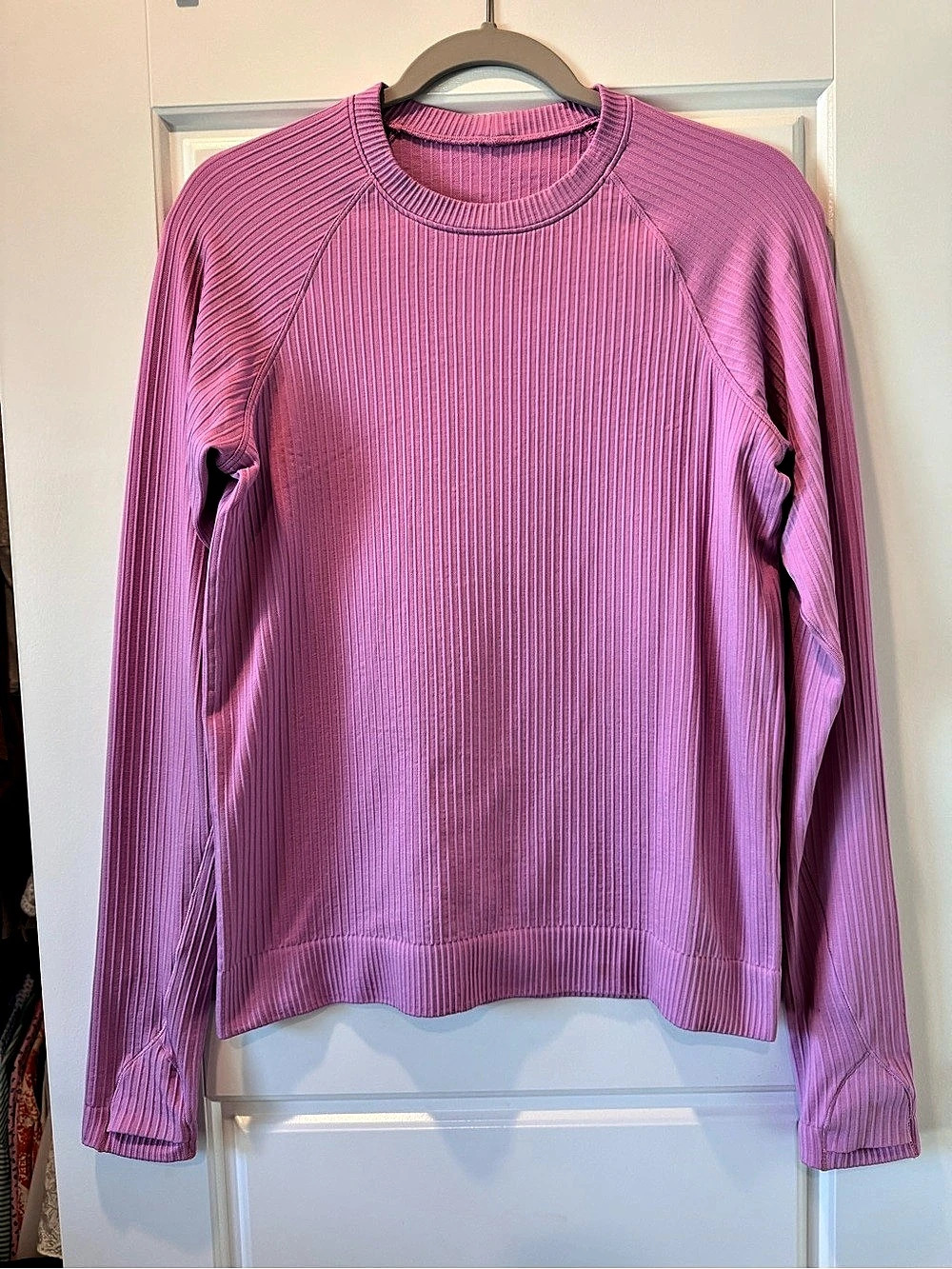 lululemon Ribbed Long Sleeve Crewneck in Pink Like New